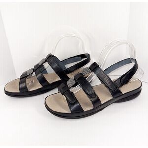 Diane Ferrari Supersoft Sandal Sitara Black Leather Comfort Flat Beaded Strap 8C